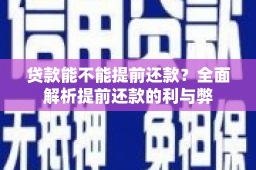 长泰贷款能不能提前还款？全面解析提前还款的利与弊